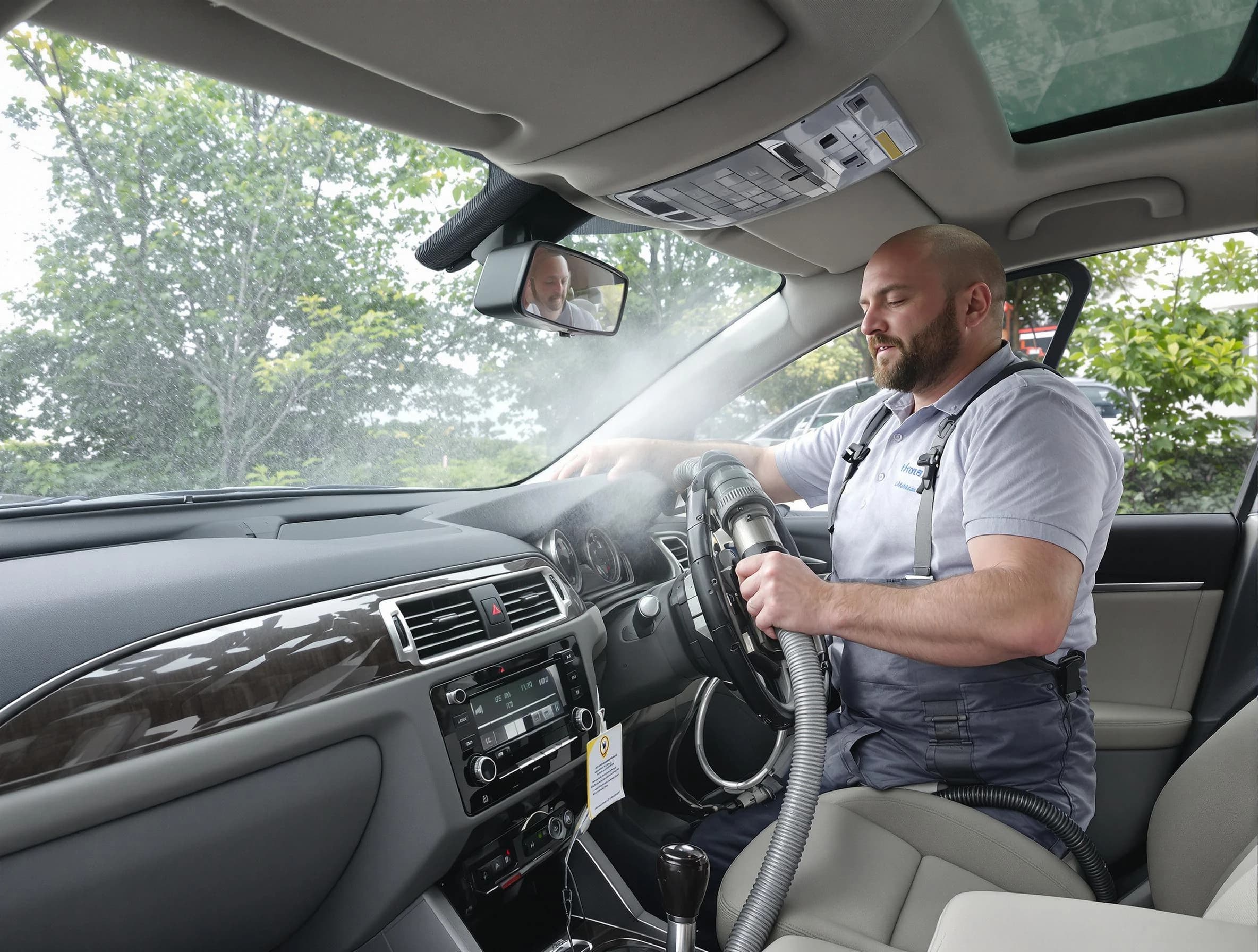 Woburn Air Duct Cleaning specialist performing professional car duct cleaning in Woburn