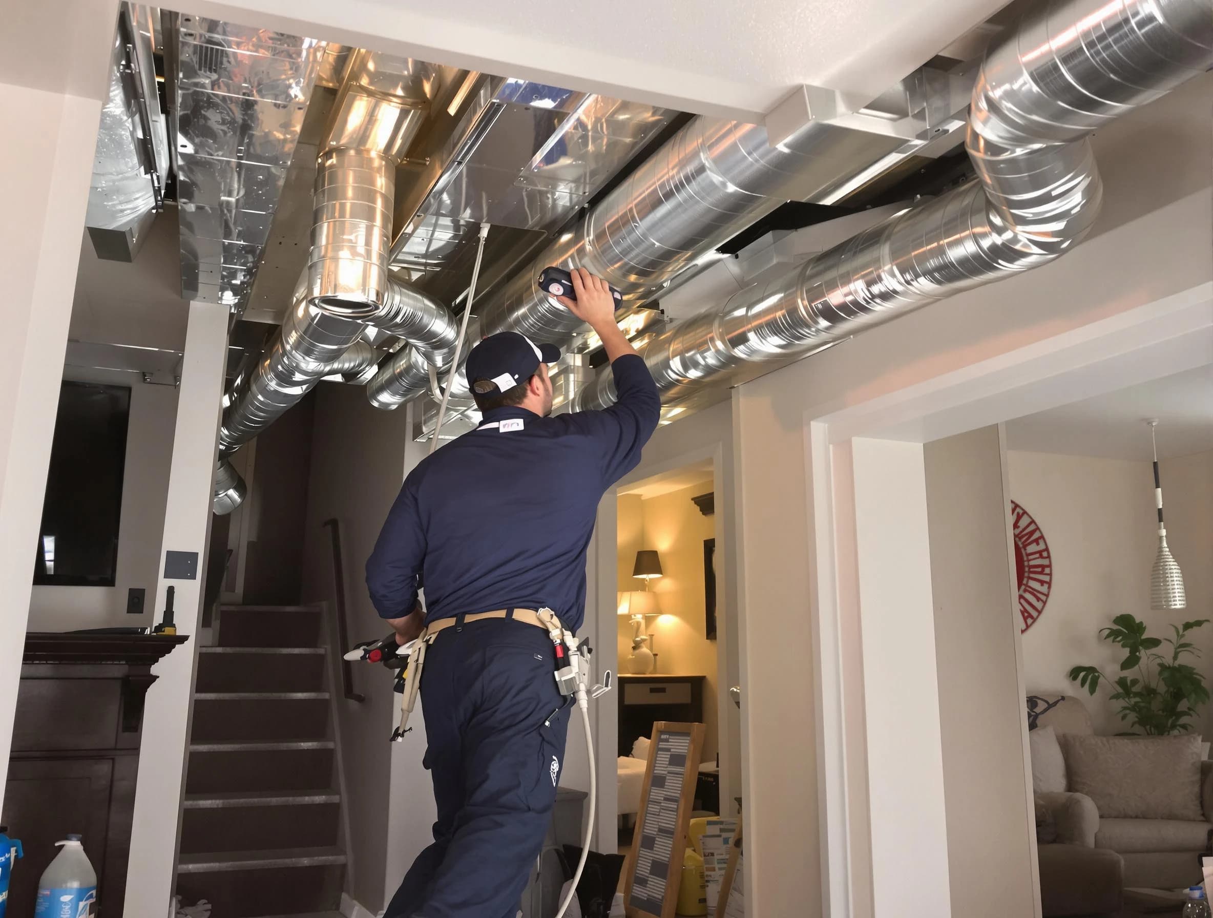 Woburn Air Duct Cleaning expert performing specialized duct cleaning in a mobile home in Woburn