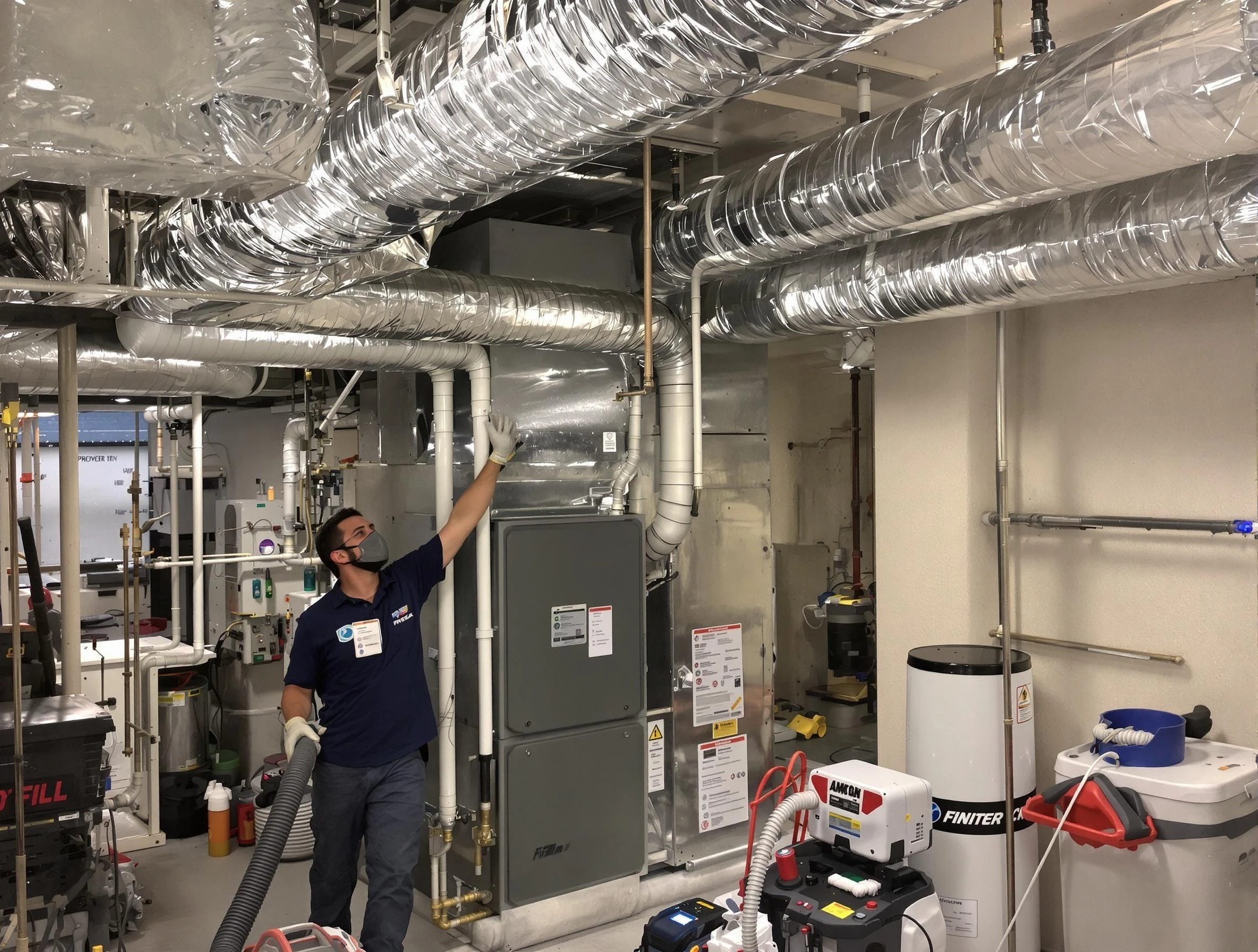 Woburn Air Duct Cleaning specialist performing thorough furnace duct cleaning in a Woburn residence