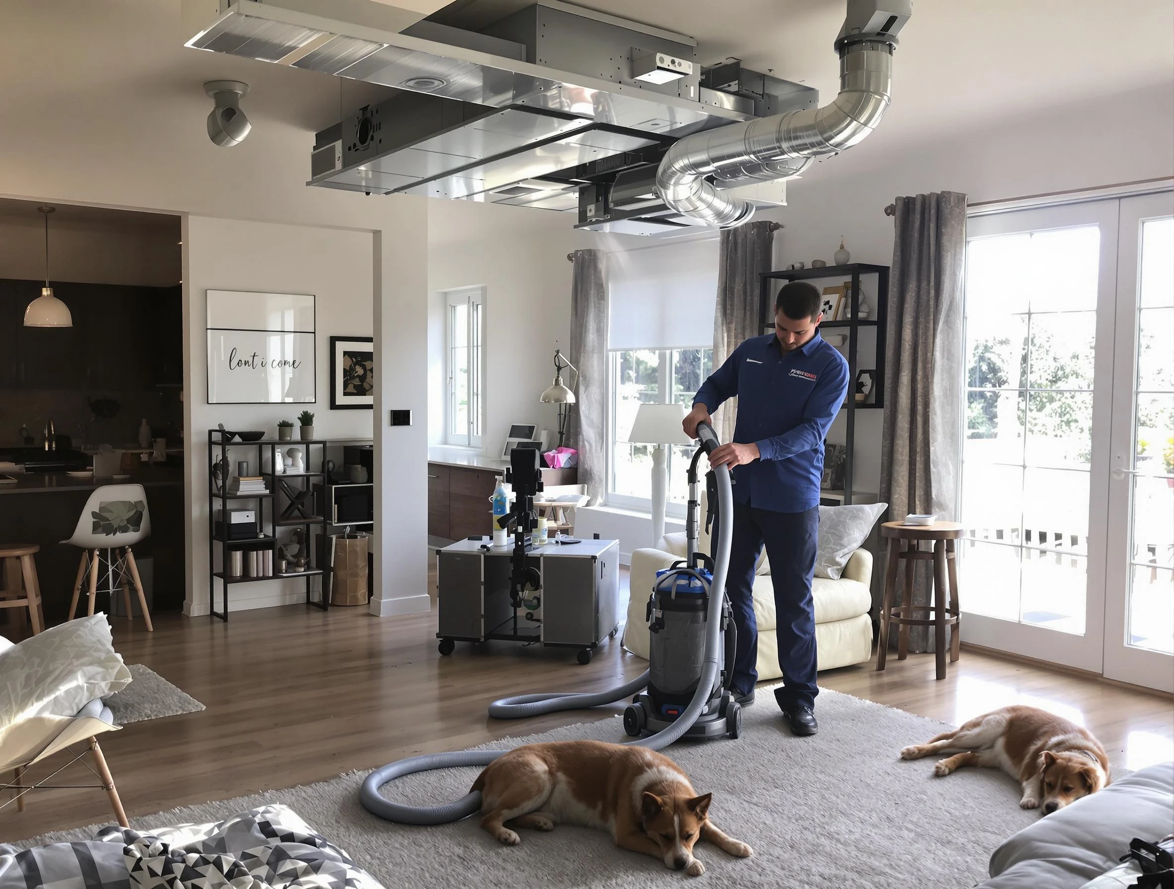 Woburn Air Duct Cleaning technician performing detailed indoor duct cleaning for improved air quality in Woburn