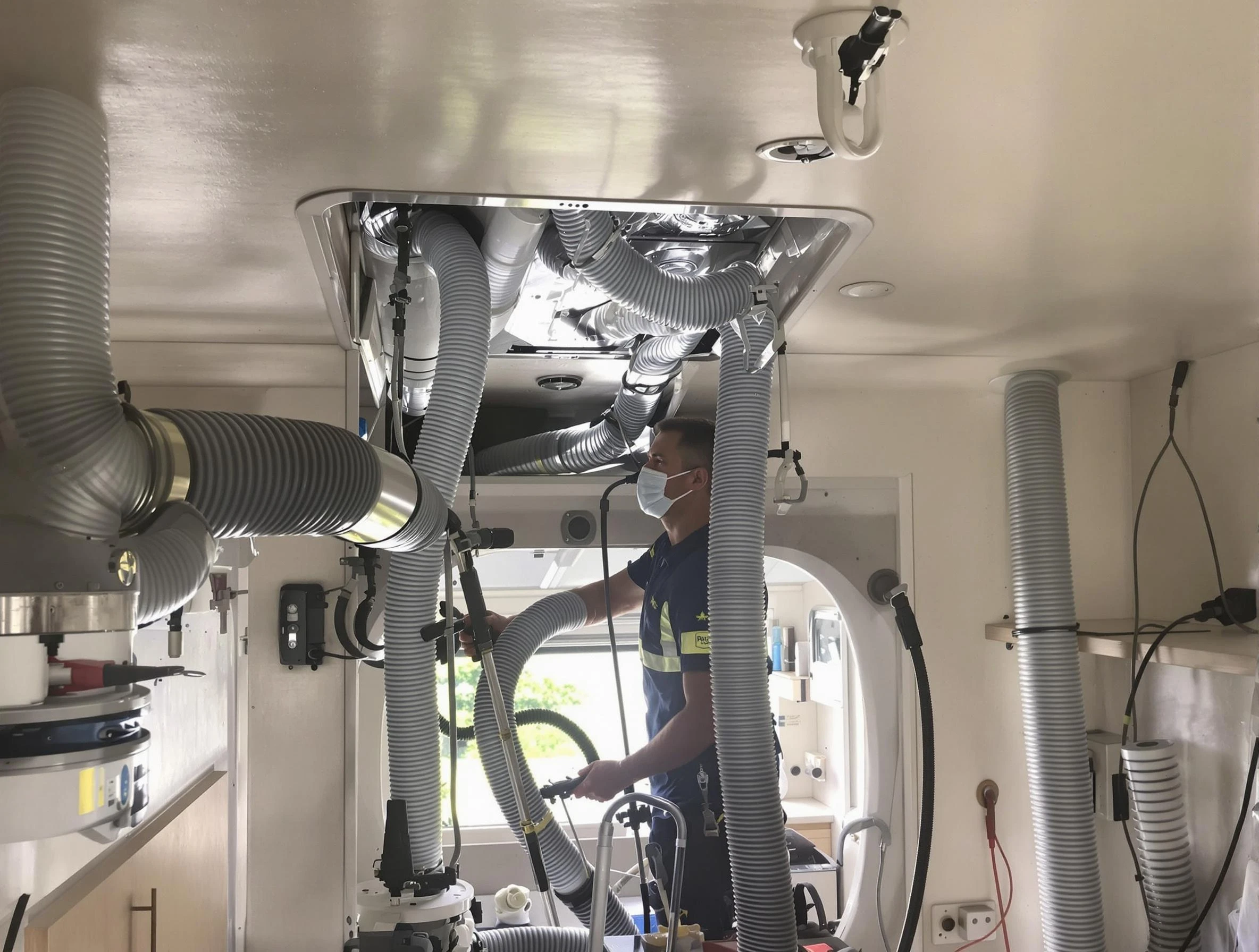 Woburn Air Duct Cleaning specialist performing precise mobile home duct cleaning in Woburn