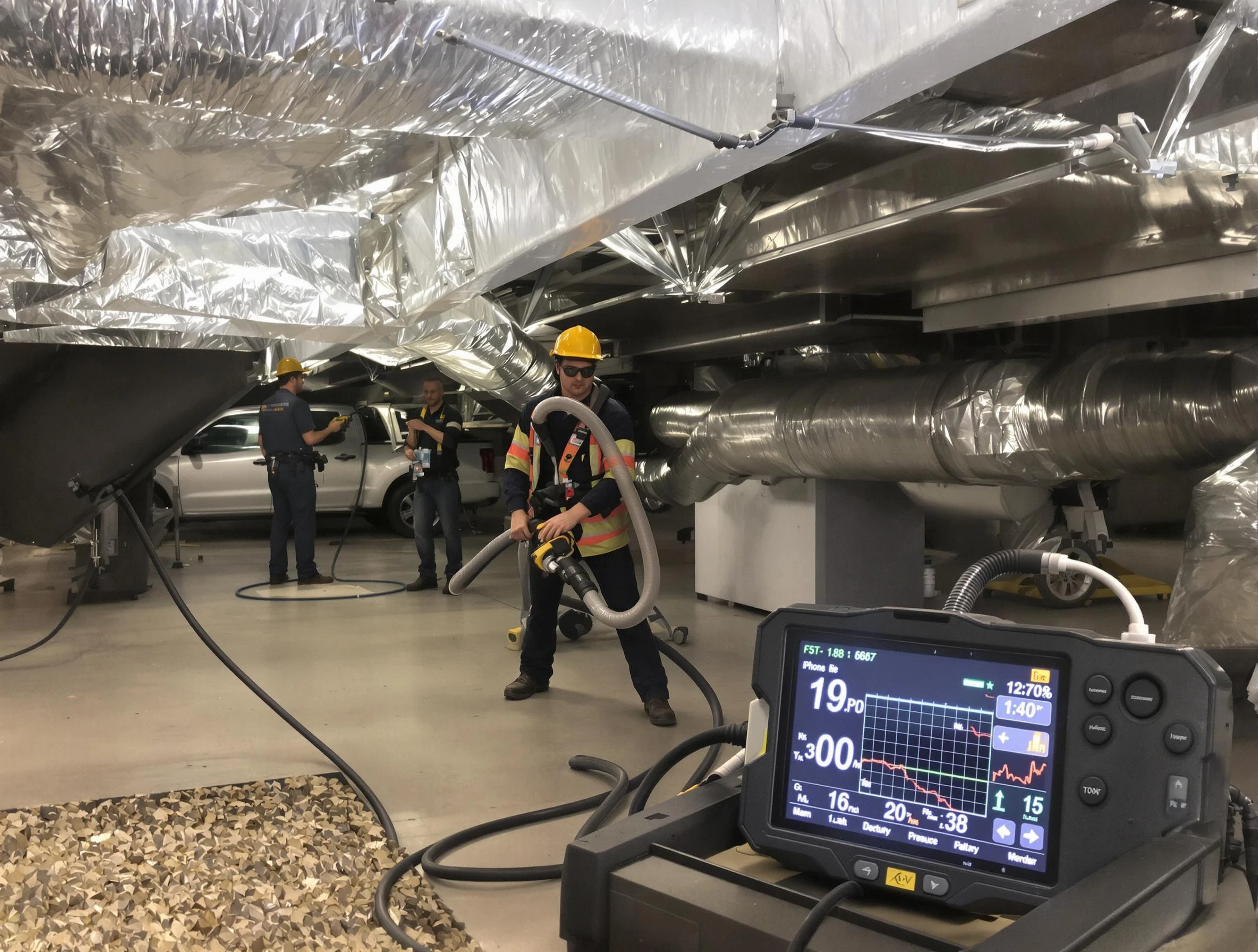 Professional negative pressure duct cleaning by Woburn Air Duct Cleaning in Woburn