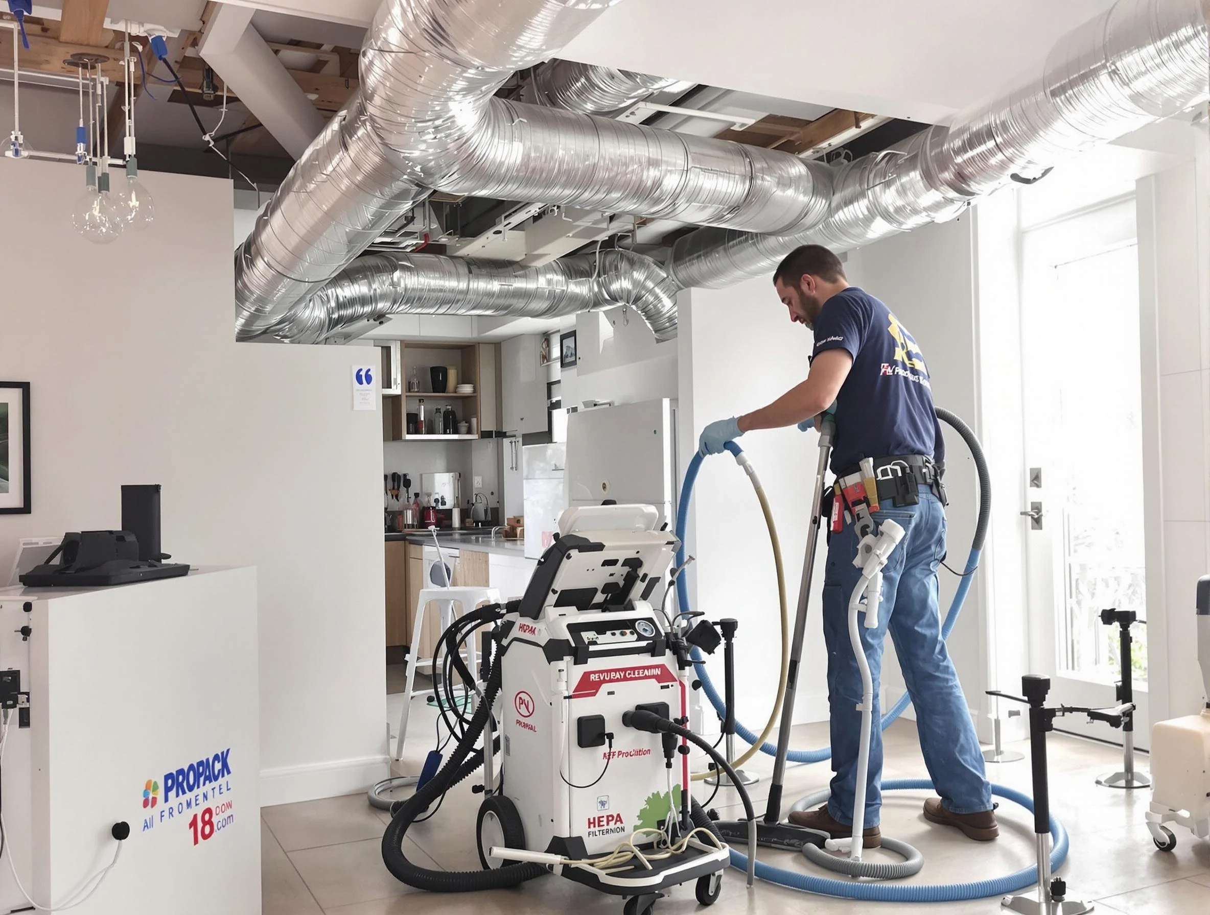 Woburn Air Duct Cleaning technician performing advanced pure duct cleaning with specialized equipment in Woburn